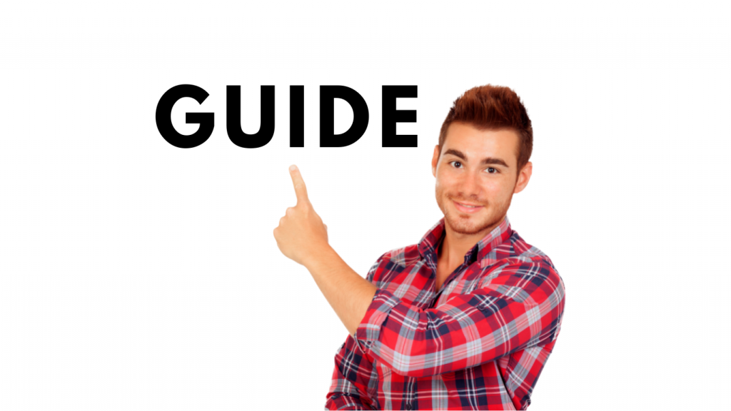 a man pointing to a text guide a step by step description on how to upload a video 