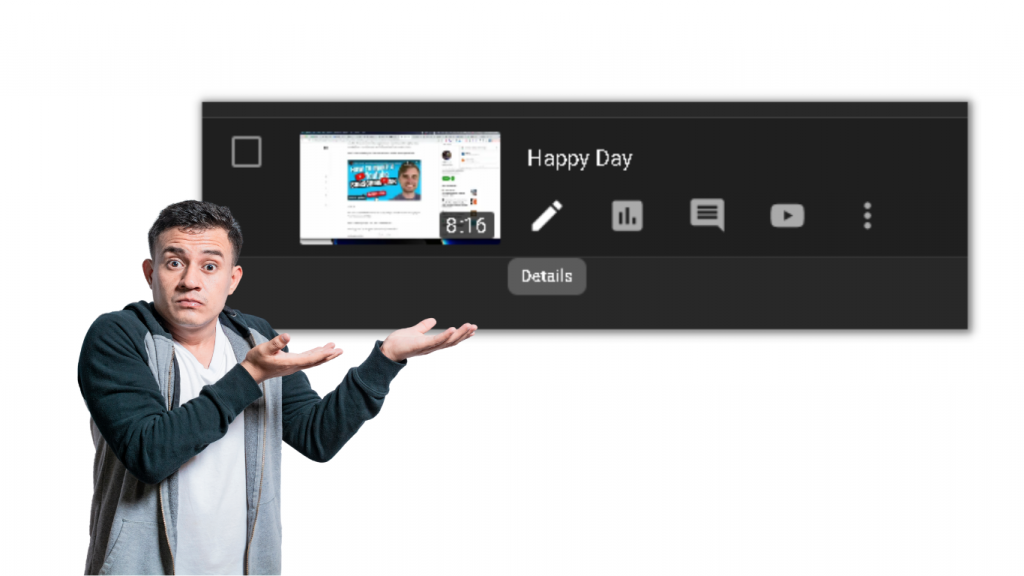Showing the pen-like icon to see the details of your video