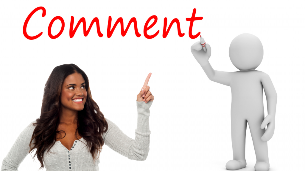 a woman pointing to comment text 