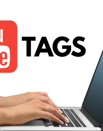 A Laptop with a youtube icon and tag text