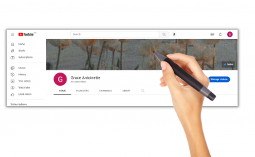 a youtube banner image showing a hand editing it