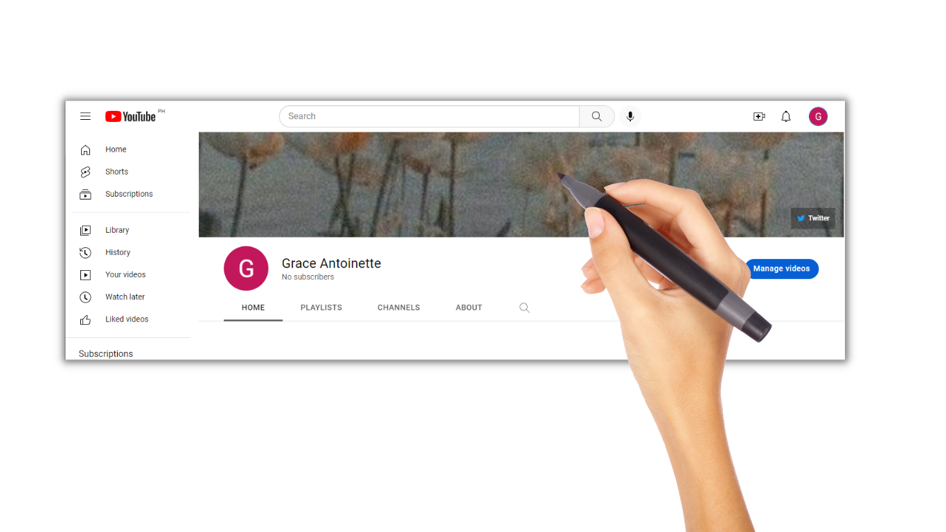 a youtube banner image showing a hand editing it